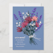 引っ越しましたワイルドフラワーブーケ新しいホームアドレス 招待状 (正面)
