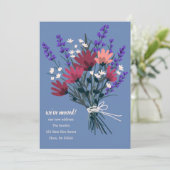 引っ越しましたワイルドフラワーブーケ新しいホームアドレス 招待状 (スタンド正面)