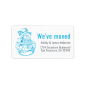 引っ越しましたヴィンテージクリスマス雪だるま新しいアドレス ラベル (正面)