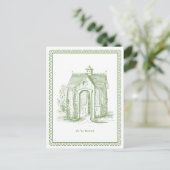 引っ越しましたヴィンテージハウスポストカードグリーン 案内ポストカード (スタンド正面)