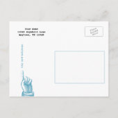 引っ越しましたヴィンテージハウスポストカードブルー 案内ポストカード (裏面)