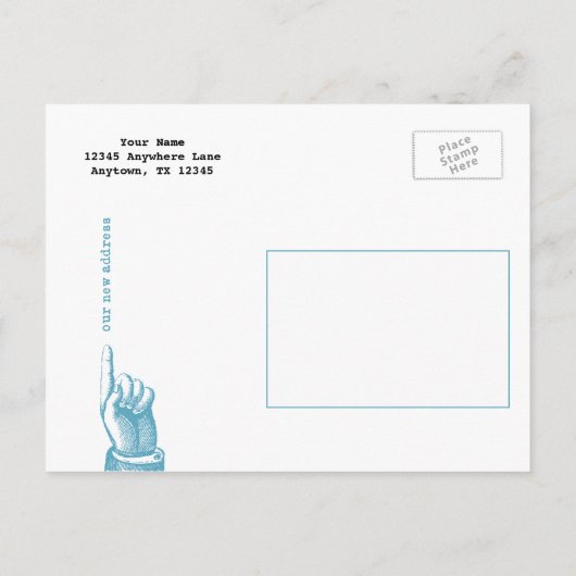 引っ越しましたヴィンテージハウスポストカードブルー 案内ポストカード (裏面)