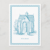 引っ越しましたヴィンテージハウスポストカードブルー 案内ポストカード (正面)