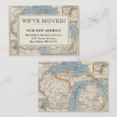 引っ越しましたヴィンテージマップウィスコンシンミシガンアドレス ノートカード (正面/裏面)