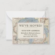 引っ越しましたヴィンテージマップウィスコンシンミシガンアドレス