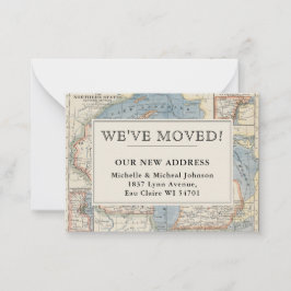 引っ越しましたヴィンテージマップウィスコンシンミシガンアドレス ノートカード