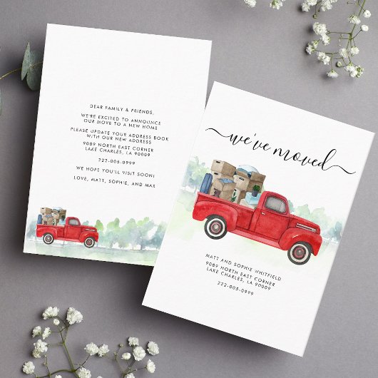引っ越しましたヴィンテージレッドトラックの移動発表 名刺