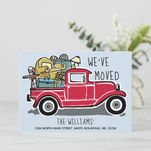 引っ越しましたヴィンテージレッドトラック住所の変更 案内状 (スタンド正面)