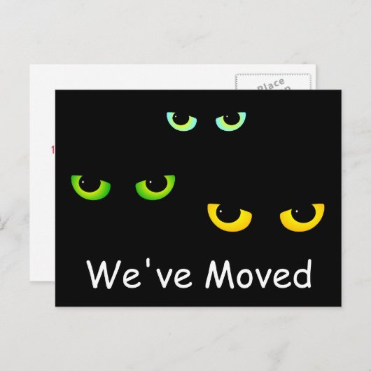 引っ越しました三匹の猫の目 案内ポストカード (正面/裏面)