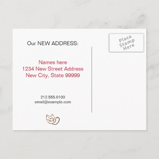 引っ越しました三匹の猫の目 案内ポストカード (裏面)