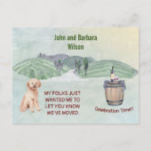 引っ越しました予算おもしろいカントリーファミリードッグムーブ 案内ポストカード (正面)