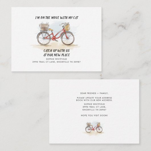 引っ越しました予算の動きのお知らせ ノートカード (正面/裏面)