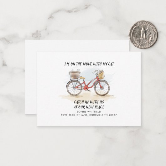 引っ越しました予算の動きのお知らせ ノートカード (正面/裏面インサイチュ)