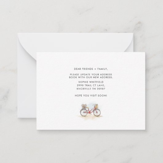 引っ越しました予算の動きのお知らせ ノートカード (裏面)