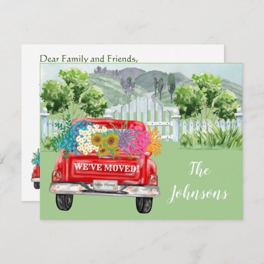 引っ越しました予算カントリー側トラック移動 案内状 (正面/裏面)