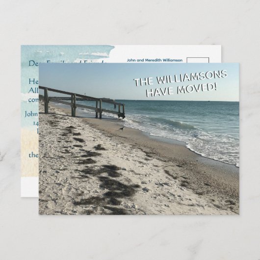 引っ越しました予算ビーチの移行発表 ポストカード (正面/裏面)