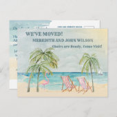 引っ越しました予算水カラー海ビーチ移動 案内ポストカード (正面/裏面)