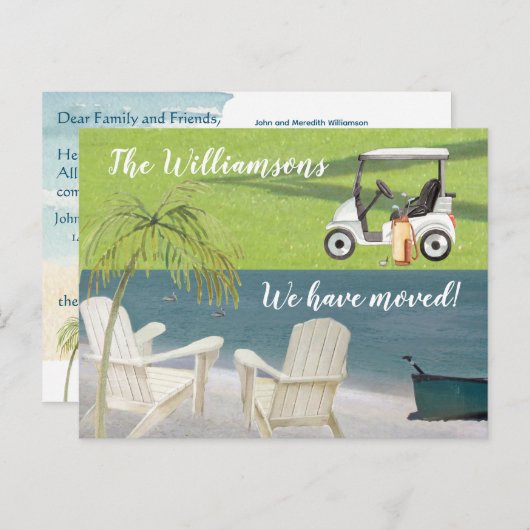 引っ越しました予算海ビーチゴルフムーブ 案内ポストカード (正面/裏面)