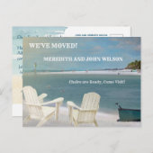 引っ越しました予算海ビーチ椅子の移動 案内ポストカード (正面/裏面)
