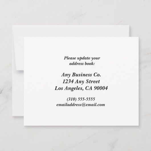 引っ越しました事務カスタム所の住所の変更 案内状 (裏面)