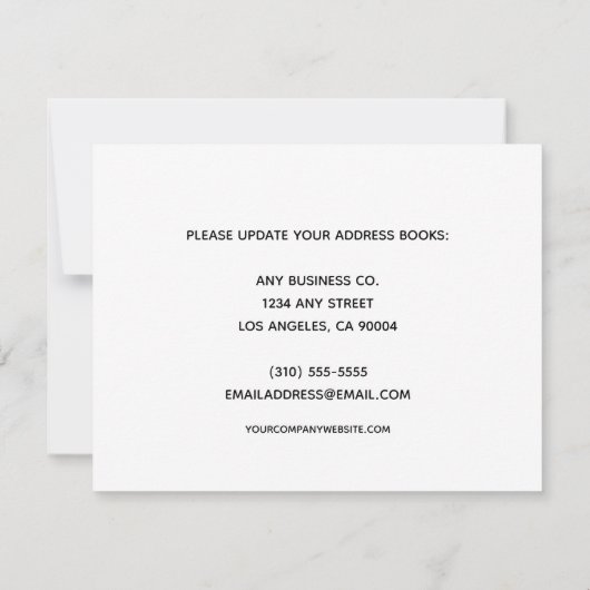 引っ越しました事務モダン所の住所の変更 案内状 (裏面)