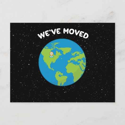 引っ越しました位置ピン惑星地球 ポストカード (正面)