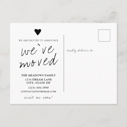 引っ越しました住所の変更の手書きフォント 案内ポストカード (裏面)