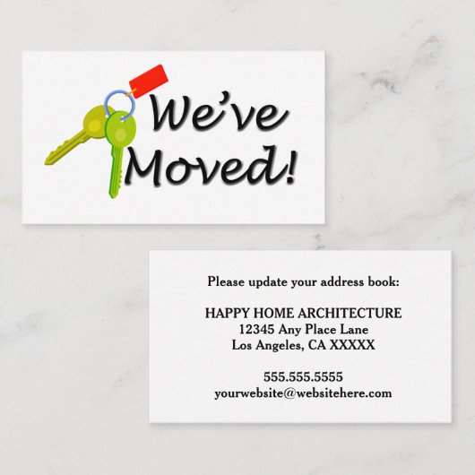 引っ越しました住所地又は事務所鍵の変更 名刺 (正面/裏面)