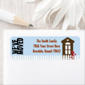 引っ越しました住所 シールハウスアンドピケットフェンス ラベル (インサイチュ)