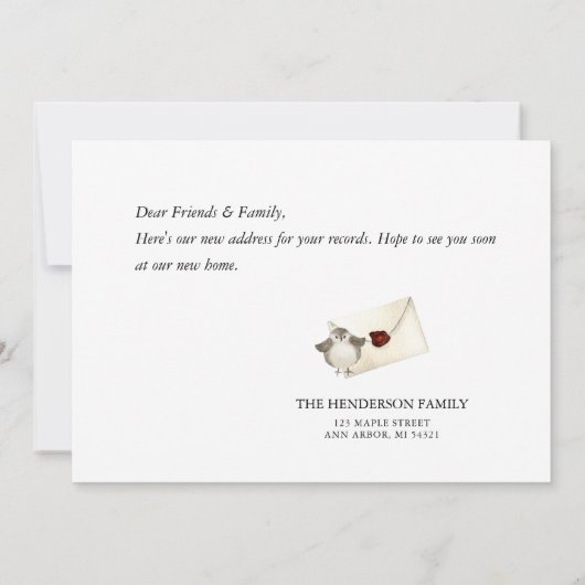 引っ越しました再おもしろい度新しいアドレス移動カード (裏面)