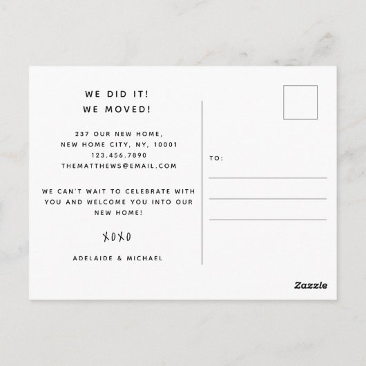 引っ越しました写真のアドレス変更のお知らせ ポストカード (裏面)