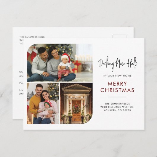 引っ越しました写真コラージュの移動告知 シーズンポストカード (正面/裏面)