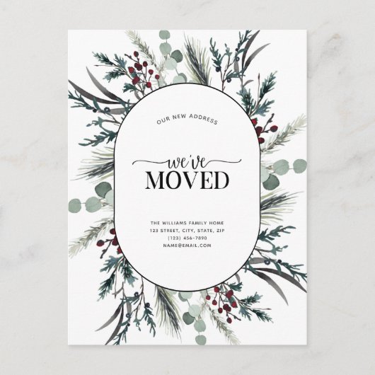 引っ越しました冬植物発表葉書 案内ポストカード (正面)