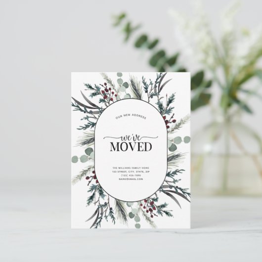 引っ越しました冬植物発表葉書 案内ポストカード (スタンド正面)