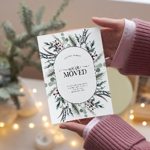 引っ越しました冬植物発表葉書 案内ポストカード