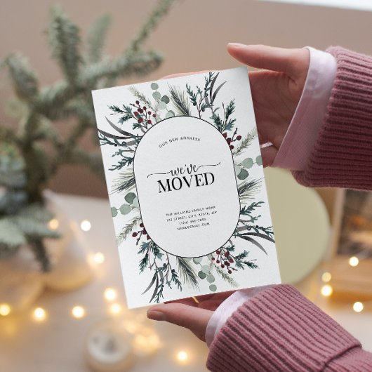 引っ越しました冬植物発表葉書 案内ポストカード