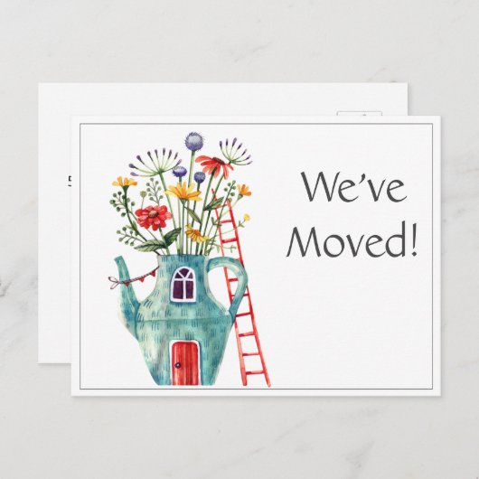 引っ越しました告知、フェアユータリーハウスポストカード ポストカード (正面/裏面)