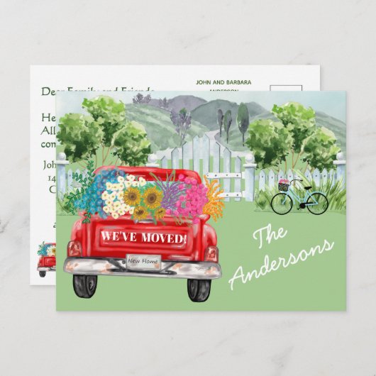 引っ越しました国側フェンスフローラ予算移動 案内ポストカード (正面/裏面)