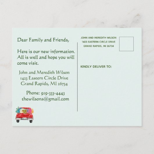 引っ越しました国側フェンスフローラ予算移動 案内ポストカード (裏面)