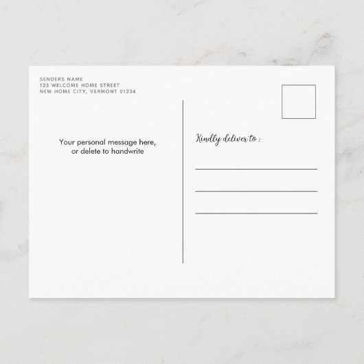 引っ越しました変更のアドレス水色レッドドア 案内ポストカード (裏面)