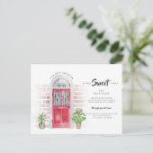 引っ越しました変更のアドレス水色レッドドア 案内ポストカード (スタンド正面)