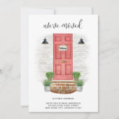 引っ越しました変更のアドレス水色レッドドア 案内状 (正面)