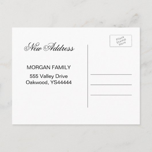 引っ越しました夕べ写真 案内ポストカード (裏面)