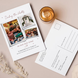 引っ越しました家族のクリスマス写真の新しいアドレス シーズンポストカード