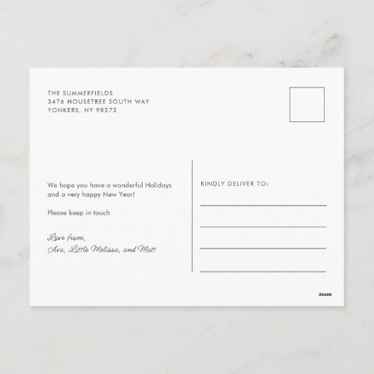 引っ越しました家族のクリスマス写真の新しいアドレス シーズンポストカード (裏面)