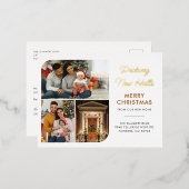 引っ越しました家族のクリスマス写真の移動金ゴールド 箔シーズンポストカード (正面/裏面)