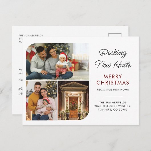引っ越しました家族のクリスマス写真の移動 案内ポストカード (正面/裏面)