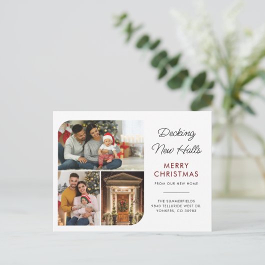 引っ越しました家族のクリスマス写真の移動 案内ポストカード (スタンド正面)