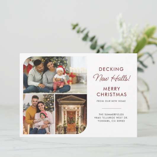 引っ越しました家族のクリスマス写真の移動 案内状 (スタンド正面)