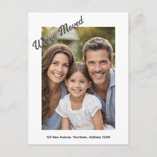 引っ越しました家族の写真アドレス変更の新しいホーム ポストカード (正面)